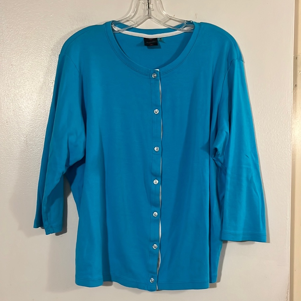 Rafaela teal 3/4 sleeve cardigan sweater